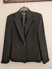 Kasper Black Blazer with Notched Lapels Womens Size 14 Coat Lawyer Business