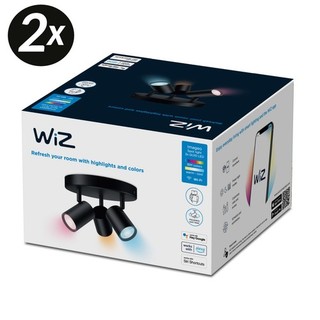 2x WIZ intelligenter LED 3er Deckenstrahler Deckenspot Deckenlampe schwarz