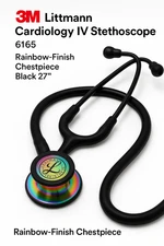 3M Littmann Cardiology IV Stethoscope, 6165, Rainbow-Finish Chestpiece Black 27"
