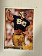 1991 Upper Deck CHRIS ZORICH Star Rookie card #10 Chicago Bears Notre Dame. rookie card picture