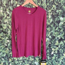 WonderWink Layers Stripe Top Pink Black Long Sleeve Stretch S NWT Scrubs 2079