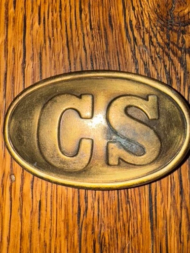 REPRODUCTION CS Civil War Confederate brass oval buckle for reenactors #053
