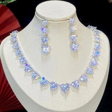 Cubic Zirconia Bridal Party Wedding Necklace Earrings Jewelry Set Engagement
