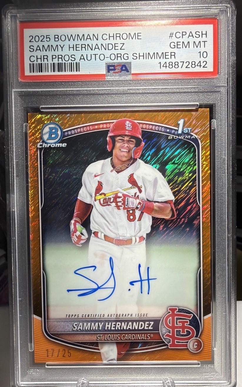 2025 Bowman Chrome Sammy Hernandez Cardinals Auto Orange Shimmer 17/25 #CPA-SH