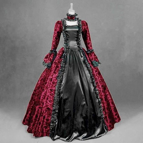 Retro Women's Medieval Victorian Dress Costume Party Renaissance Dress Ball Gown - Picture 24 of 27
