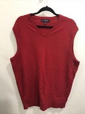 Roundtree  Yorke Mens Vest Pullover Golf Sweater Sz XLT 100 Cotton V Neck Red