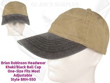 New Brian Robinson Headwear Khaki/Black Adjustable Ball Cap One Size Fits Most