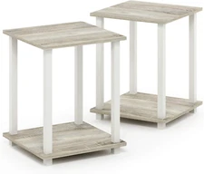 Simplistic Set of 2 End Table, Sonoma Oak/White