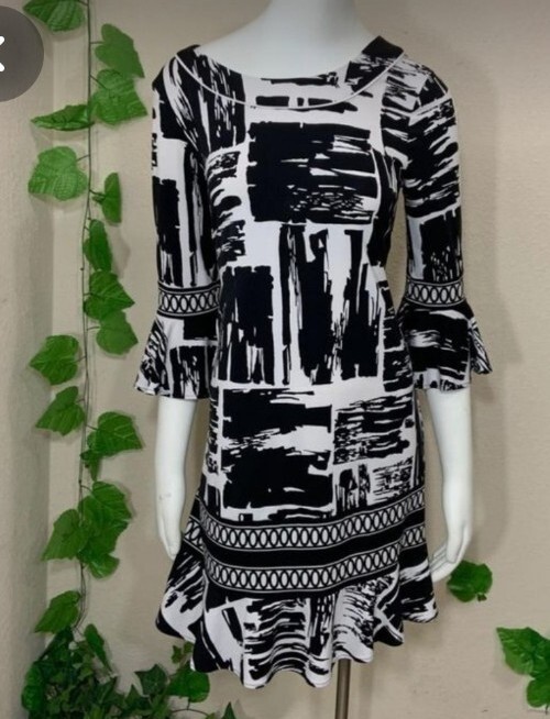 BCBG Maxazria Black Ivory3/4 Sleeve Mini Dress Size XS PULL