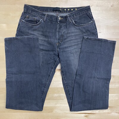 JUST CAVALLI ￼Straight Leg Jeans Men s Size 36 Gray Wash Vintage Rivets Vintage