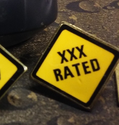 XXX Rated Warning Road Sign Vintage Adult Entertainment Humor lapel pin badge