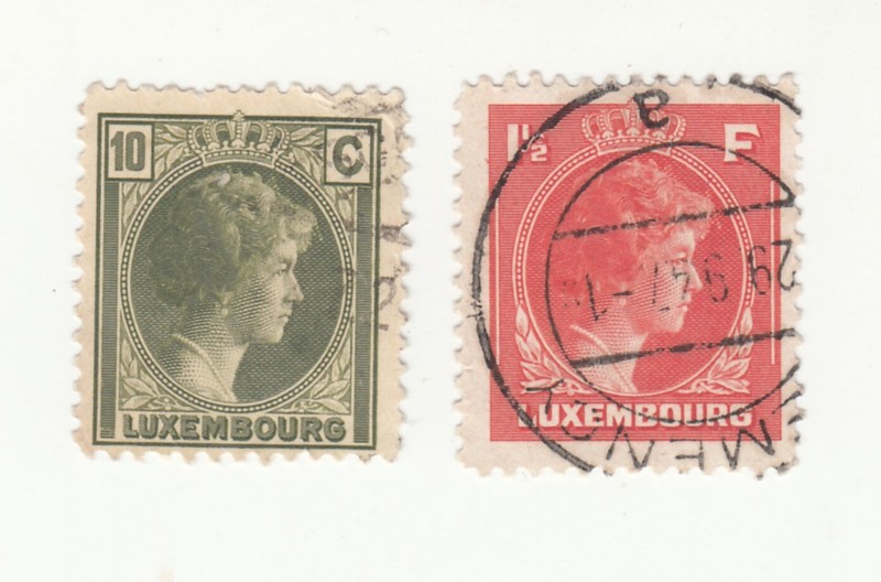  Luxembourg 1926 & 1944. Grand Duchess Charlotte. 10c & 1 1/2f.  Used.