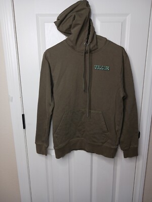 Volcom Unisex Olive Green Mushroom Printed Hoodie Size Small Streetwear Skateboa