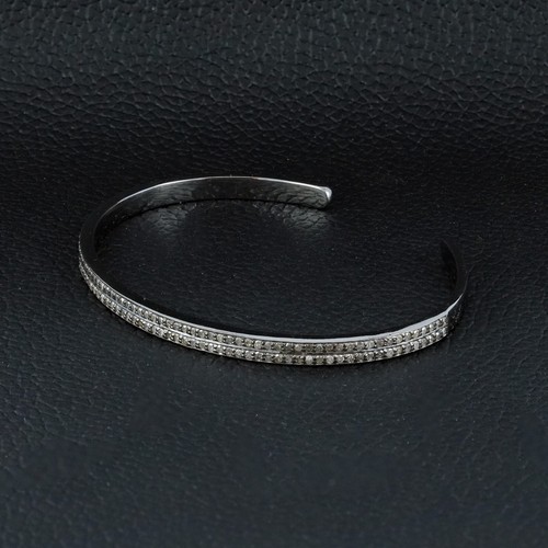 Brazalete brazalete brazalete de plata 925 con diamantes pavé natural hecho a mano joyería para mujer - Imagen 6 de 9