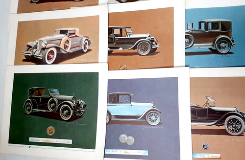 Antik Oldtimer Auto Drucke Zeichnung John Peckham Lot von 21 Zeichnungen für Behr - Bild 3 von 7