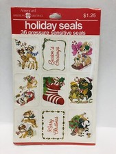 Vintage American Greetings Christmas Woodland Creatures Sticker 4 Sheets NIP 