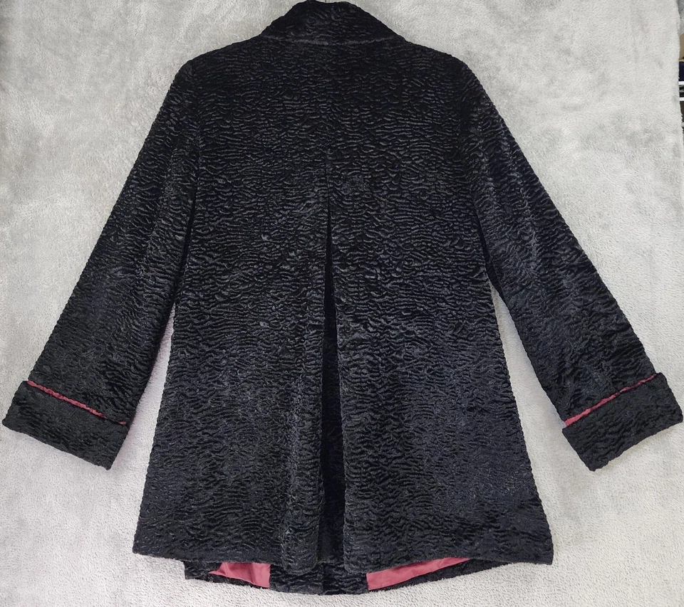 Chaqueta J Jill Mujer Mediana Pequeña Negra Botón Frontal Imitación Abrigo Persa Foto 2 de 4