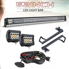 52 Led Light Bar4 Whiteamber Led Pods Fog Lamp Fit Jeep Wrangler Jk 07-18
