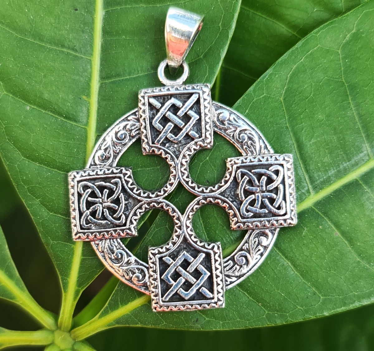 Celtic Cross Pendant 925 STERLING SILVER Quaternary Celtic