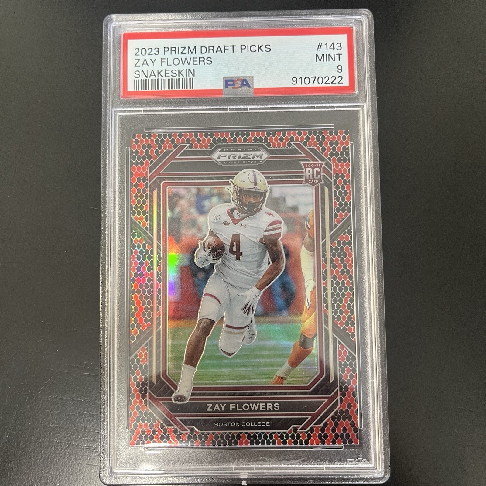 Zay Flowers 2023 Prizm Draft Picks Snakeskin SP PSA 9 RC Rookie Boston College
