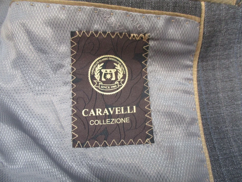 Blazer Caravelli Para Hombres 40 S Gris Abrigo a Cuadros Chaqueta Lana Adulto 2 Botones Foto 4 de 4