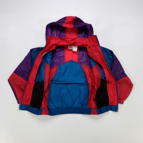 Rare VTG NIKE Spell Out Swoosh Full Zip Windbreaker Track Jacket 80s 90s Youth M - Picture 3 of 10
