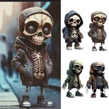Resin Skeleton Figurines Black Skeleton Doll Ornament Skull Statue  Desk