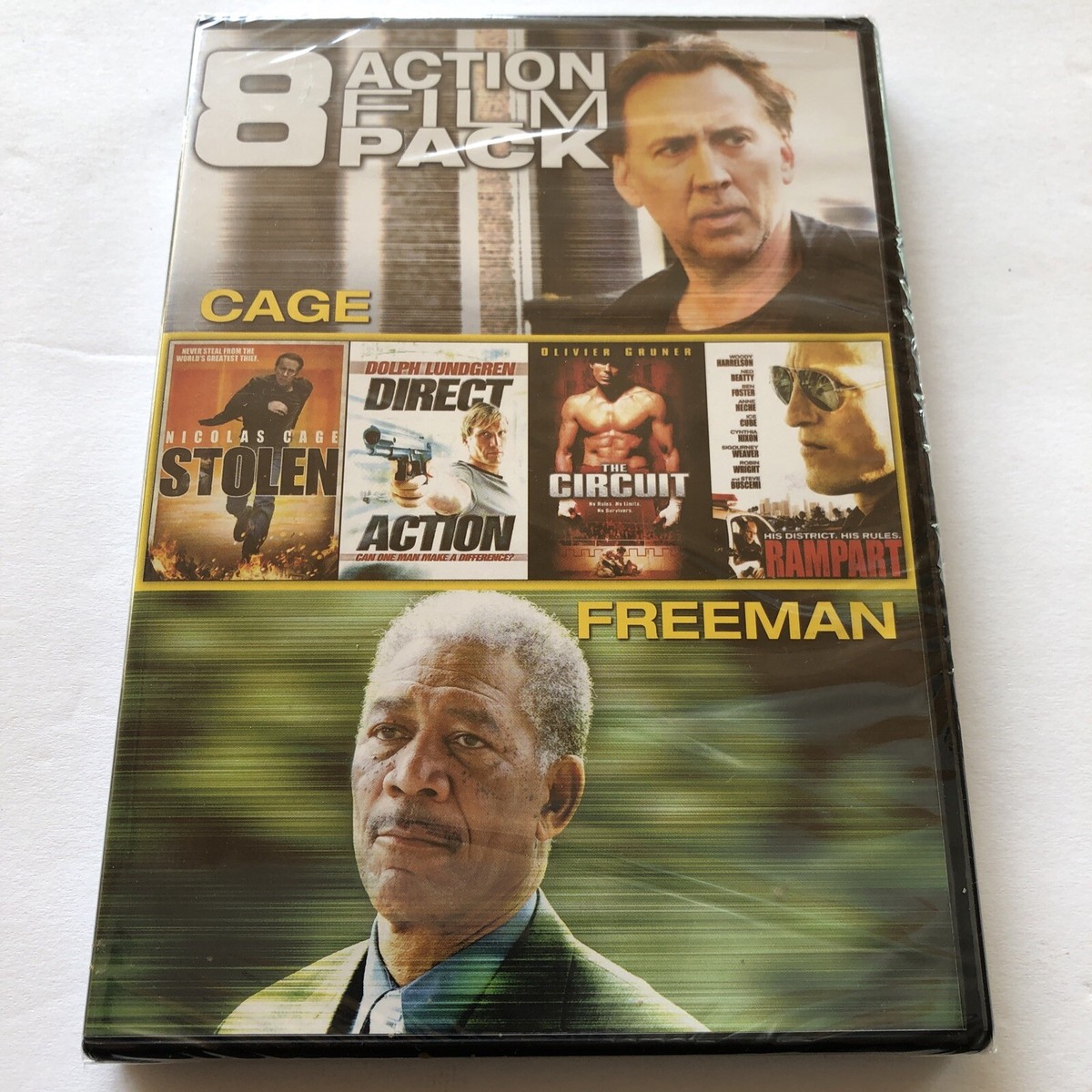 8 Action Film Pack - Nicolas Cage, Stallone, Morgan Freeman