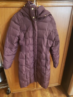 Cole Haan Signature Puffer Coat Women's burgundy Bib Hooded Jacket Size: S/P