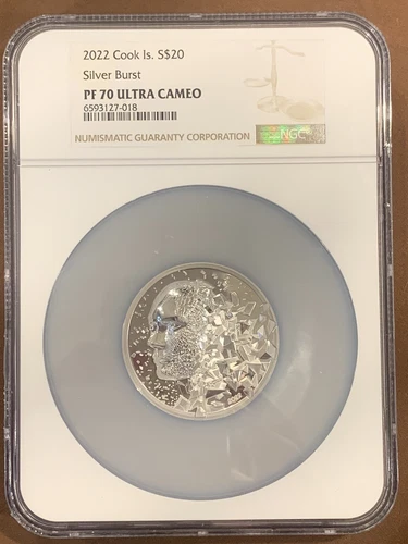 2022- $20 Cook Islands- 3oz- Silver Burst- NGC- PF70UC- Ultra High Relief