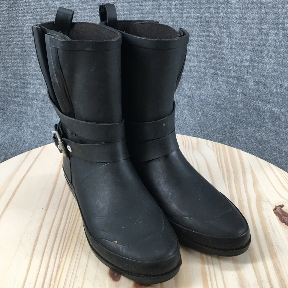 Dirty Laundry Boots Womens 8 Casual Mid Calf Rain Casual Black Rubber Pull On - Image 3 of 4