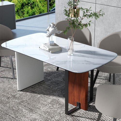 Rectangular Marble Dining Table Luxury Family Dinner Tables Kitchen Living Room - Picture 7 of 16
