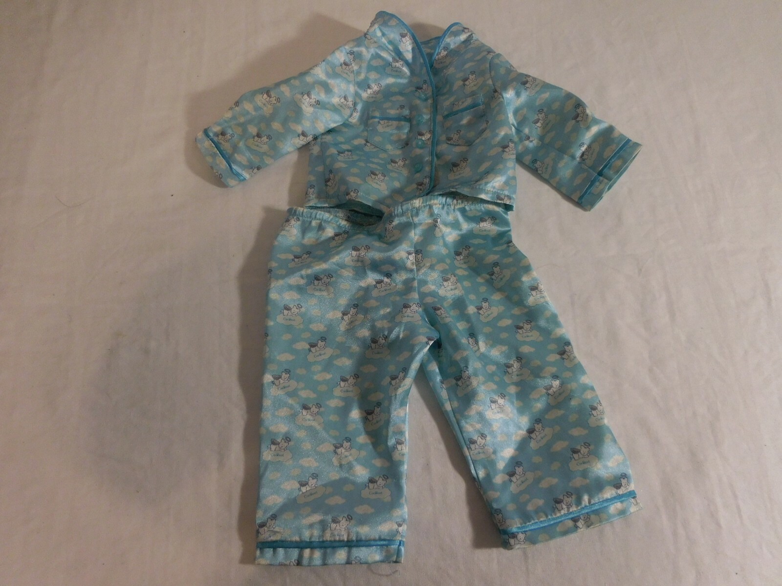 American Girl Doll Coconut Pajamas Set Blue Satin Top and Bottoms eBay