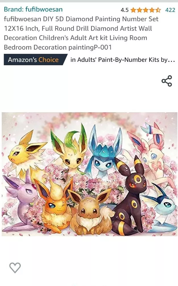 Pokemon Eevee Evolution DIY Full Round Drill 30x40cm Diamond Painting