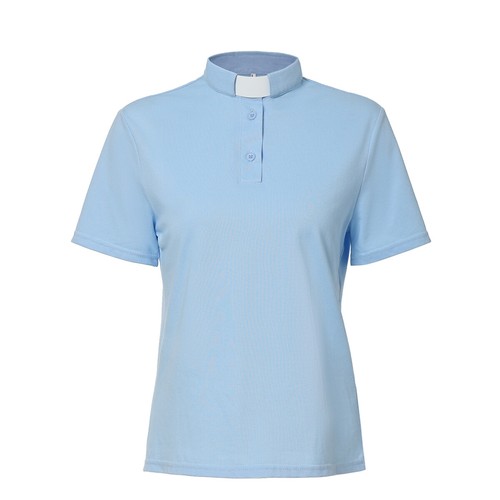 Womens Clergy T Shirt Clerical Priest Vicar POLO Shirt Pastor Polo Collar Shirt - Picture 3 of 7