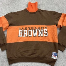Vintage Cleveland Browns Nutmeg Mills Sweatshirt Medium ColorBlock NFL Made USA