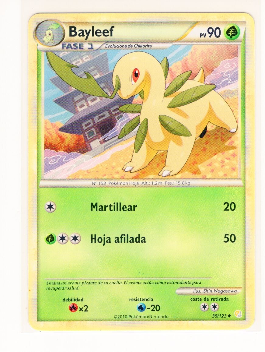 ~ESP~ SPANISH Bayleef 35/123 HGSS HeartGold Soulsilver Pokemon Card (LB1)