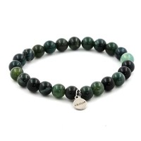 Mineralien Und Edelsteine. Armband Perlen Moosachat 8 Mm. Hergestellt In