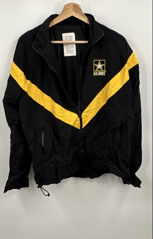 Unisex Black Yellow Physical Fitness Military Uniform Windbreaker Jacket Size M