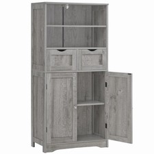Storage Cabinet with 2 Drawers  Adjustable Shelf, Tall Bathroom Cabinet with...
