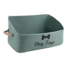 Dog Toy Basket-100 Cotton Rope Dog Toy Bin for Living Room Area Green