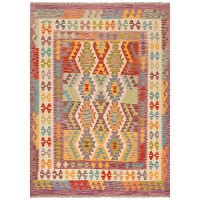 Kelim Afghan 242X181 Cm Handwoven Oriental Carpet Rug Geometric
