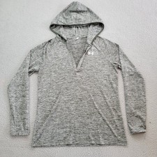 Under Armour Hoodie Womens Medium Gray Heather Logo Graphic Pullover