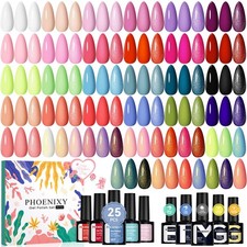 30-Piece UV Gel Nail Polish Set with Base and Top Coats in 25 Colors