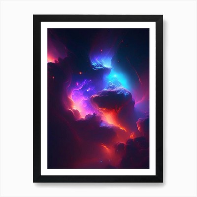 Nebula Neon Nights Space Art Print Framed Wall Art Poster Canvas Print Picture