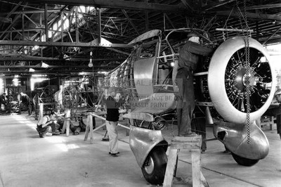 CESSNA AIRCRAFT PLANT A17F B17L PRODUCTION LINE 1934 4X6 PHOTO