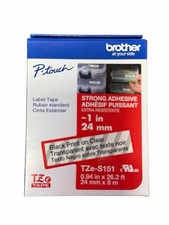 NEW Genuine Brother P-Touch TZe-S151 1" Black Print on Clear Label Tape Strong