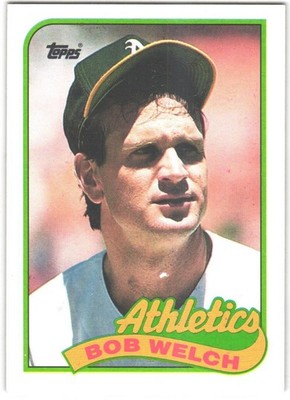 1989 Topps #605 Bob Welch ERR/Missing-Complete M.L. Pitching Record-VG