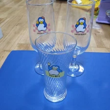 Suntory Draft Beer Penguin Glass Set of 3 Rare Showa Retro Unused From Japan