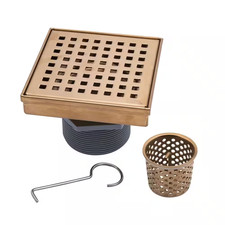 Designline 4 In. X 4 In. Stainless Steel Square Shower Drain with Square Pattern